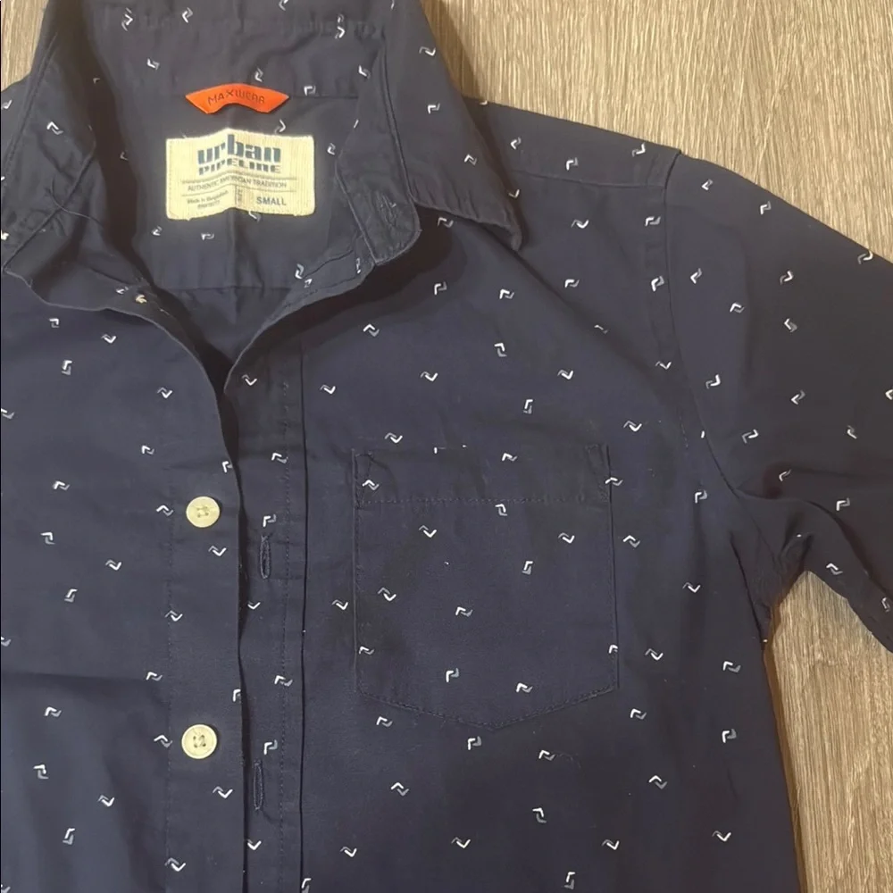 Urban Pipeline Navy Kids Button Down Shirt with Anchor Design
